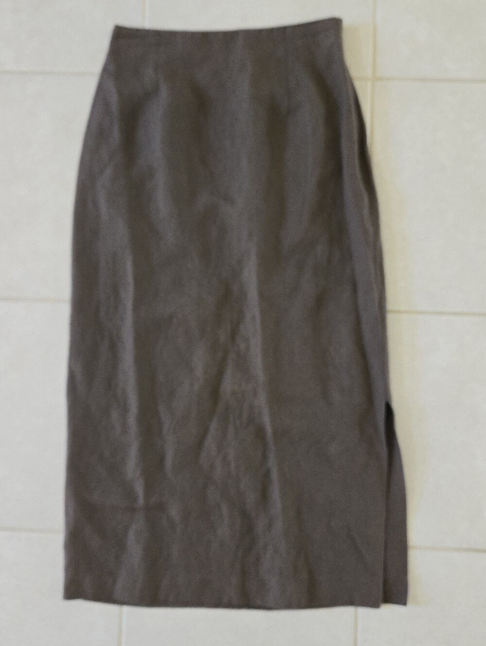 Ann Taylor LOFT A-Line Midi Skirt Sz 2 XS Neutral Brown Linen Blend Professional